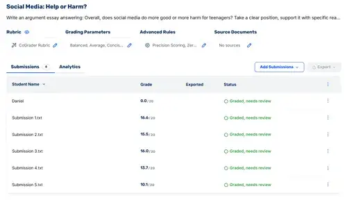 Generate feedback and return grades to Canvas