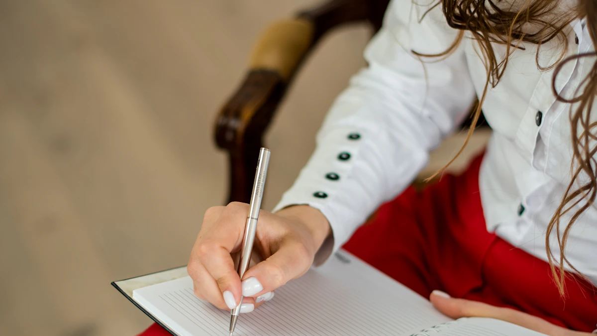 A teacher grading a class set by hand