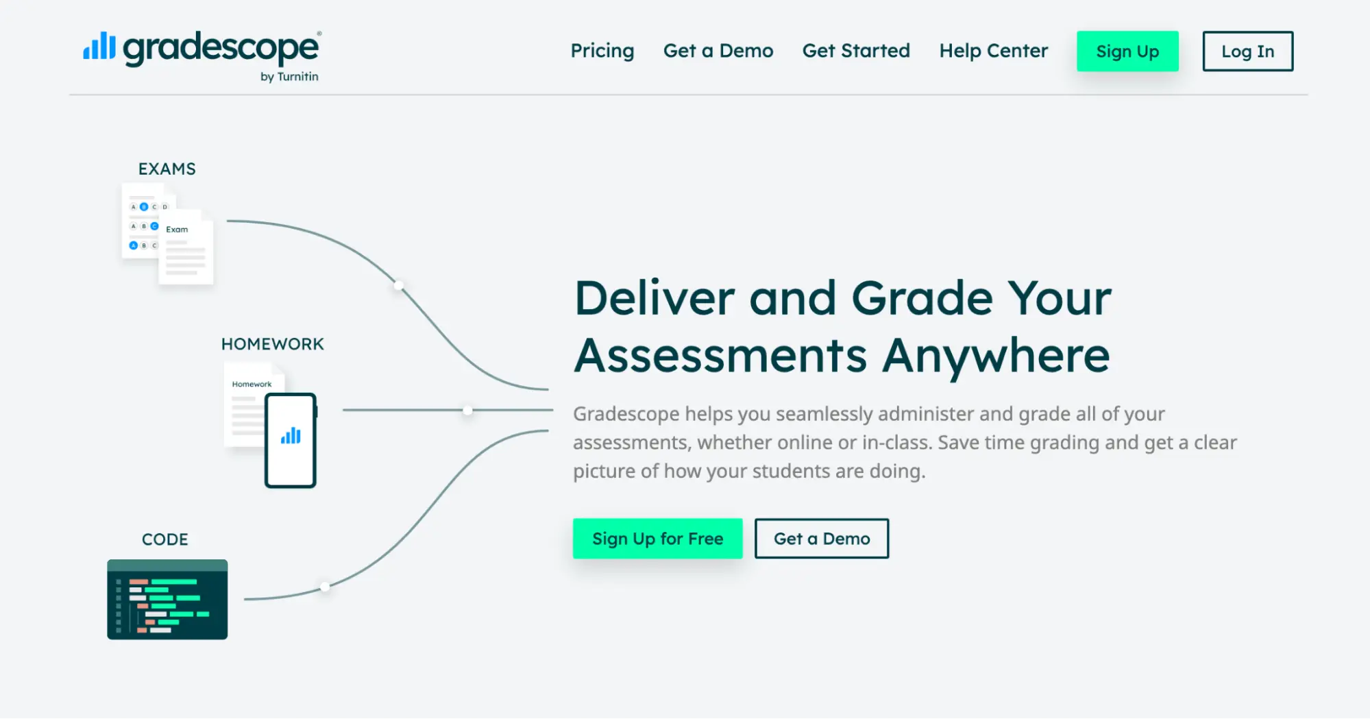 Gradescope homepage: Deliver and Grade Your Assessments Anywhere