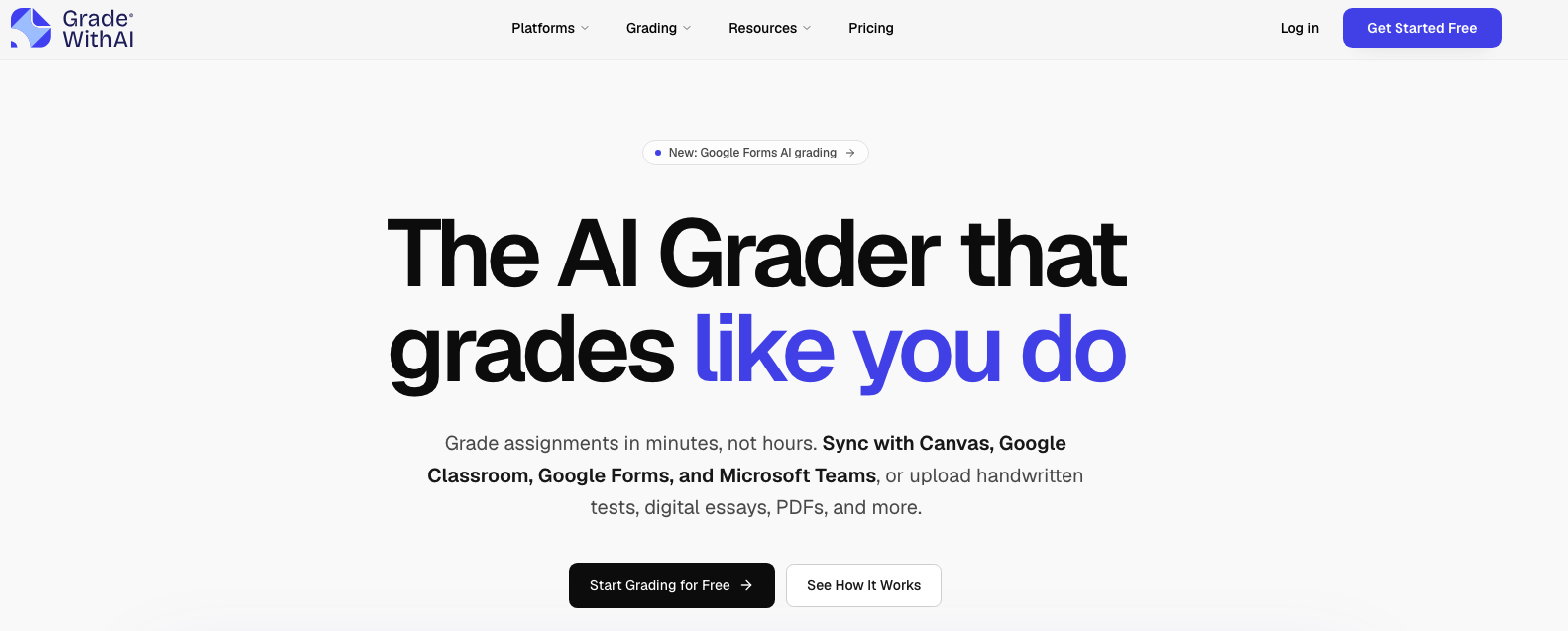 GradingWithAI homepage: The AI Grader that grades like you do