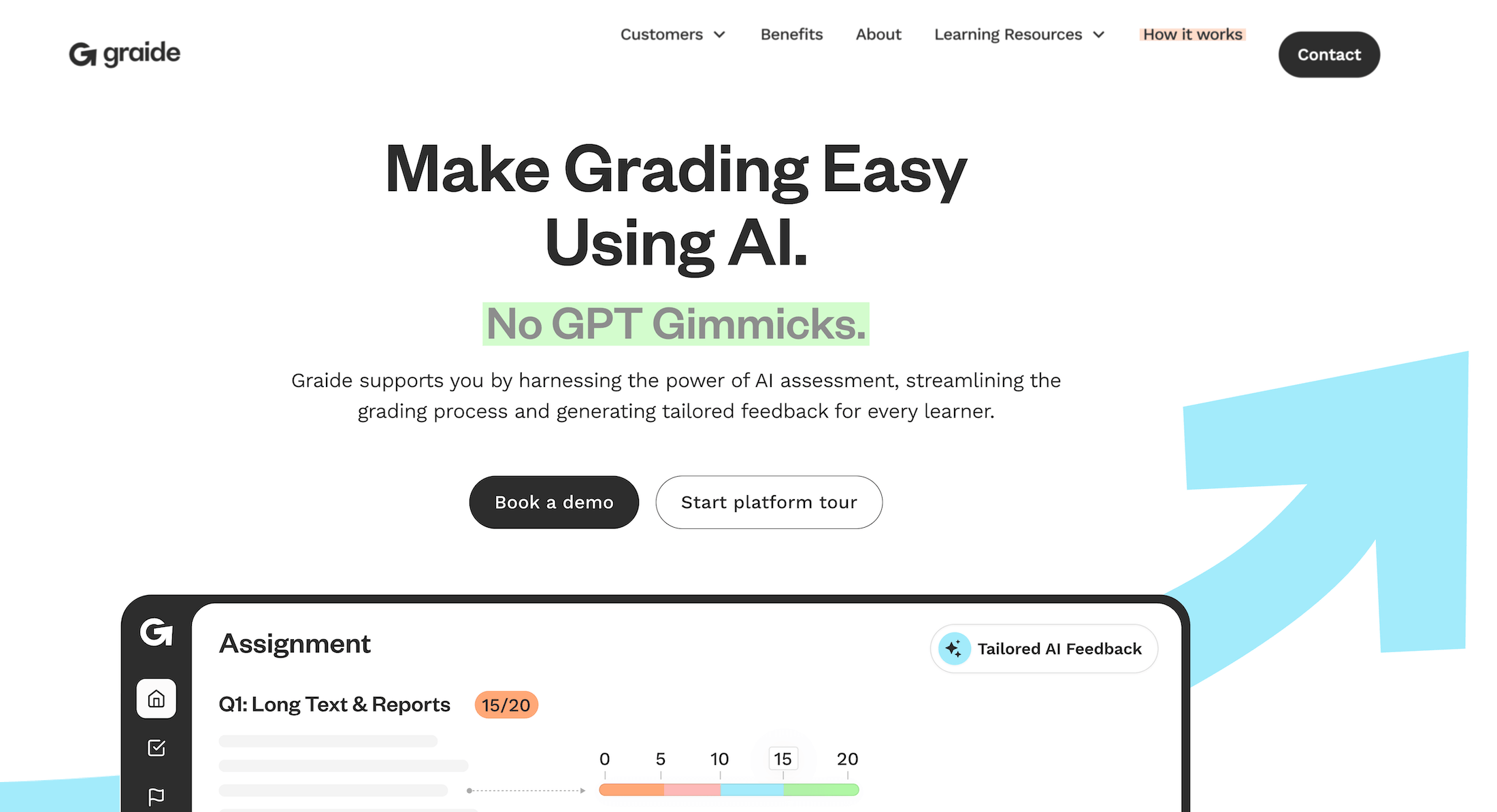 Graide homepage: Make Grading Easy Using AI