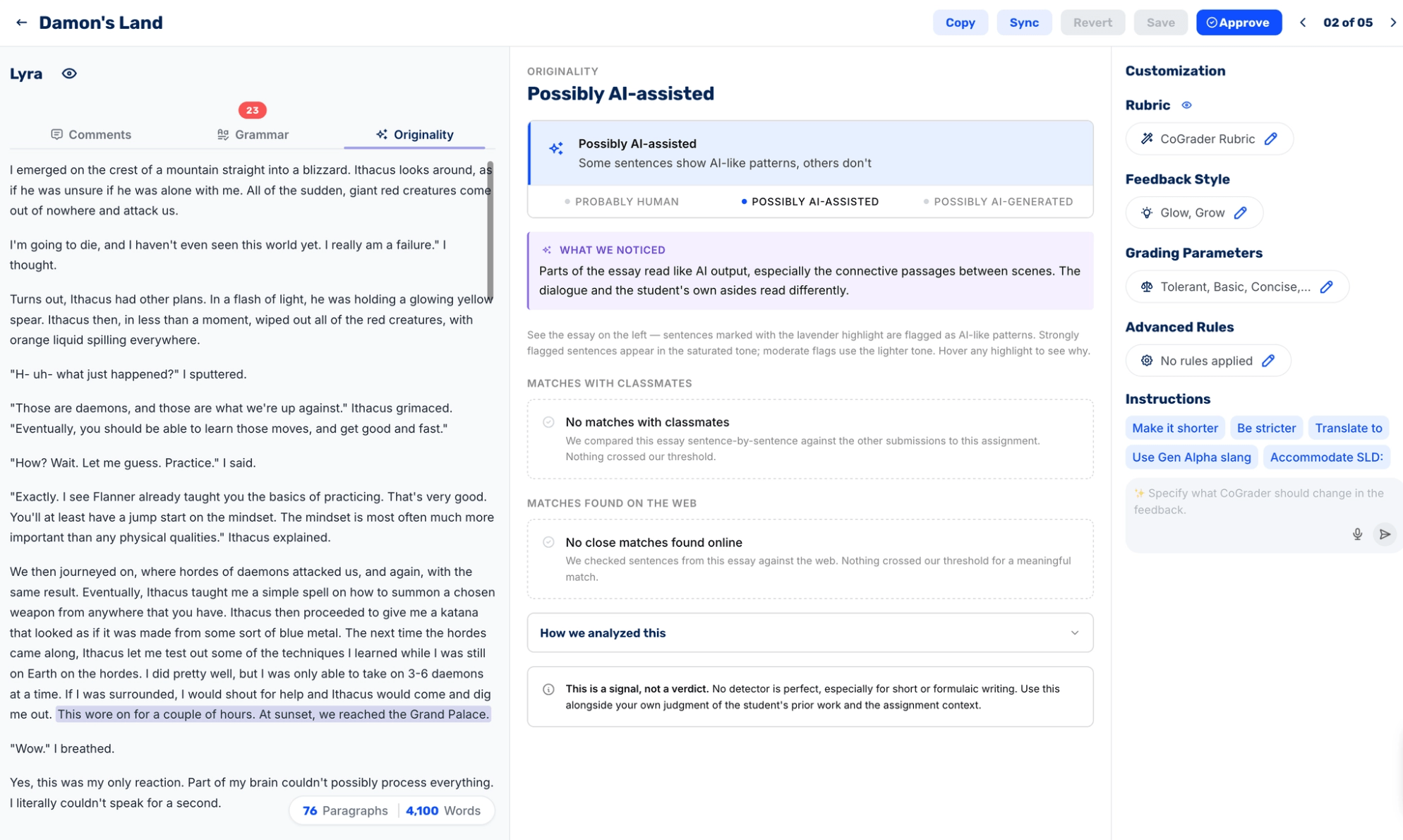 Originality and Possibility of AI Assistance
