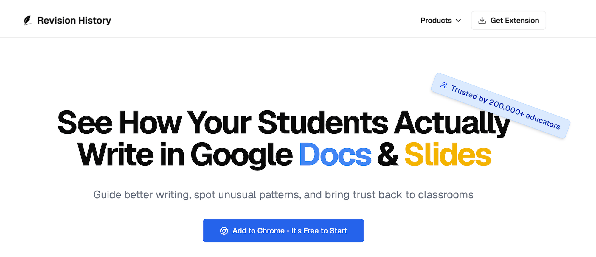 Revision History homepage: See How Your Students Actually Write in Google Docs & Slides